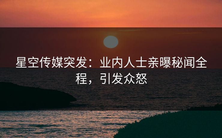 星空传媒突发：业内人士亲曝秘闻全程，引发众怒