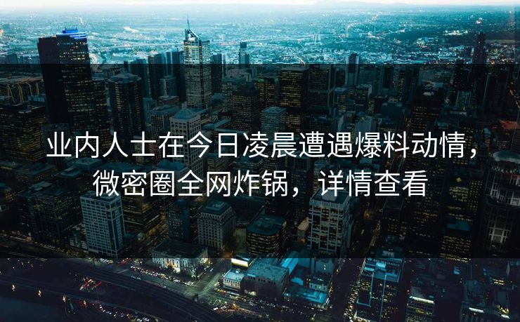 业内人士在今日凌晨遭遇爆料动情，微密圈全网炸锅，详情查看