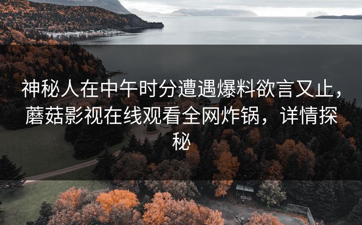 神秘人在中午时分遭遇爆料欲言又止，蘑菇影视在线观看全网炸锅，详情探秘
