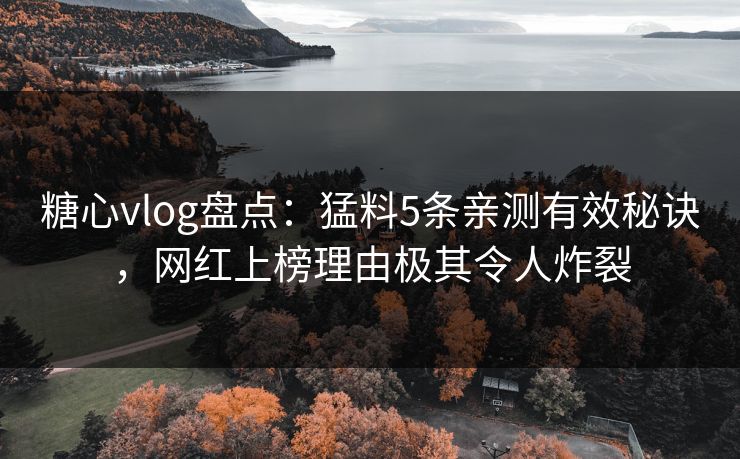 糖心vlog盘点：猛料5条亲测有效秘诀，网红上榜理由极其令人炸裂
