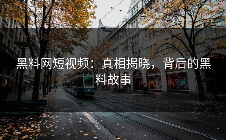 黑料网短视频：真相揭晓，背后的黑料故事