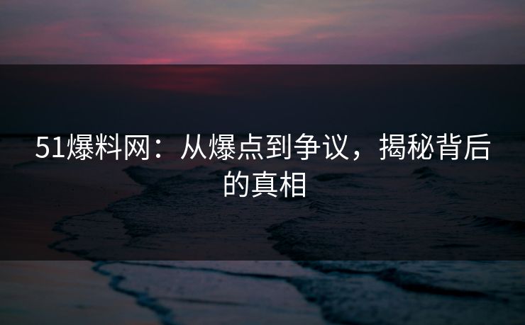 51爆料网：从爆点到争议，揭秘背后的真相