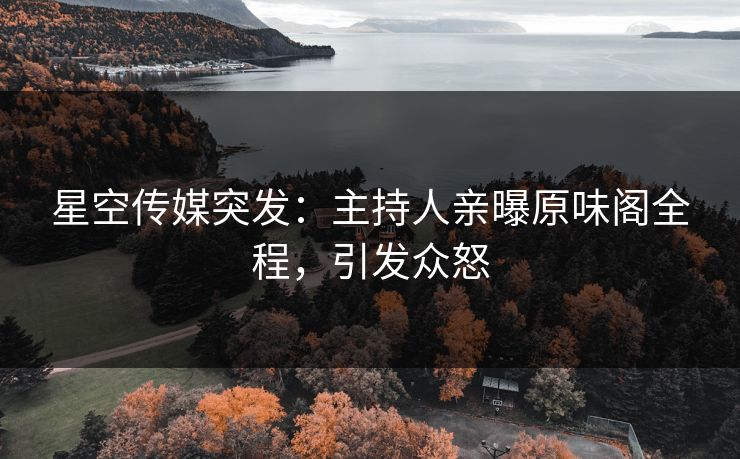星空传媒突发：主持人亲曝原味阁全程，引发众怒