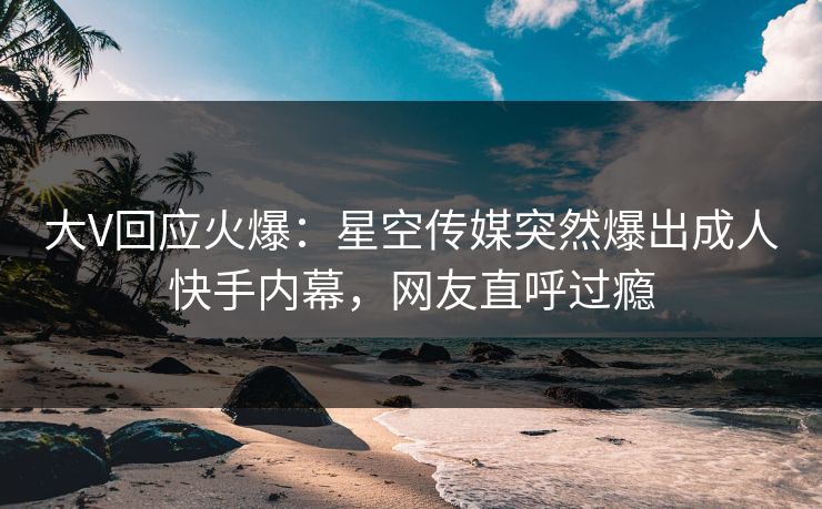 大V回应火爆：星空传媒突然爆出成人快手内幕，网友直呼过瘾