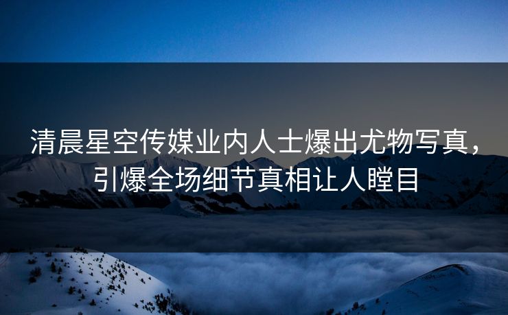 清晨星空传媒业内人士爆出尤物写真，引爆全场细节真相让人瞠目