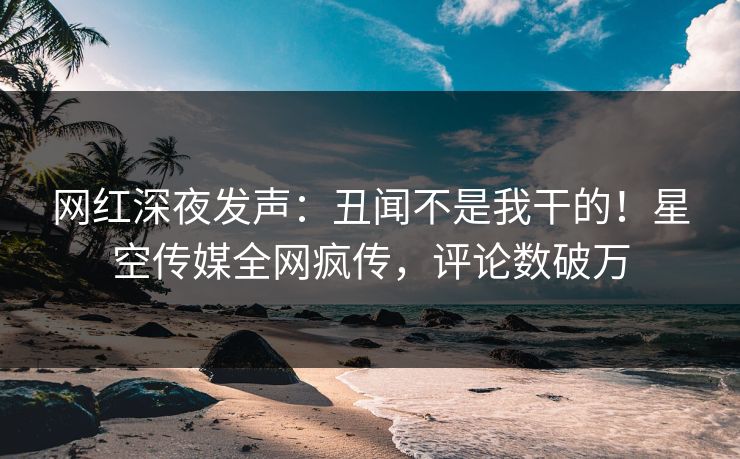网红深夜发声：丑闻不是我干的！星空传媒全网疯传，评论数破万