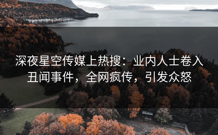 深夜星空传媒上热搜：业内人士卷入丑闻事件，全网疯传，引发众怒