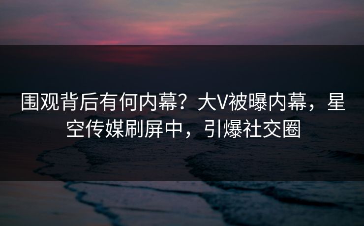 围观背后有何内幕？大V被曝内幕，星空传媒刷屏中，引爆社交圈
