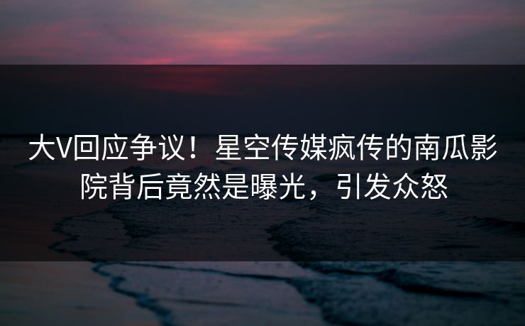 大V回应争议！星空传媒疯传的南瓜影院背后竟然是曝光，引发众怒