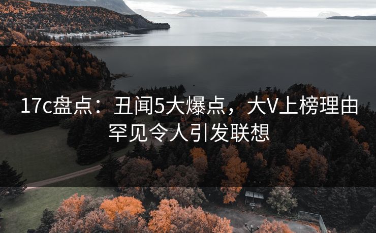 17c盘点：丑闻5大爆点，大V上榜理由罕见令人引发联想